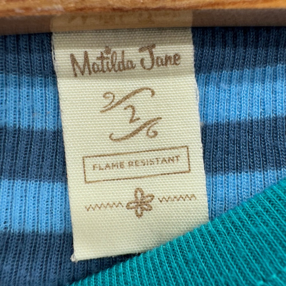 Matilda Jane Boys Christmas Tree Pajama Set Size 4 Blue Stripe Red Green Holiday - Picture 7 of 13